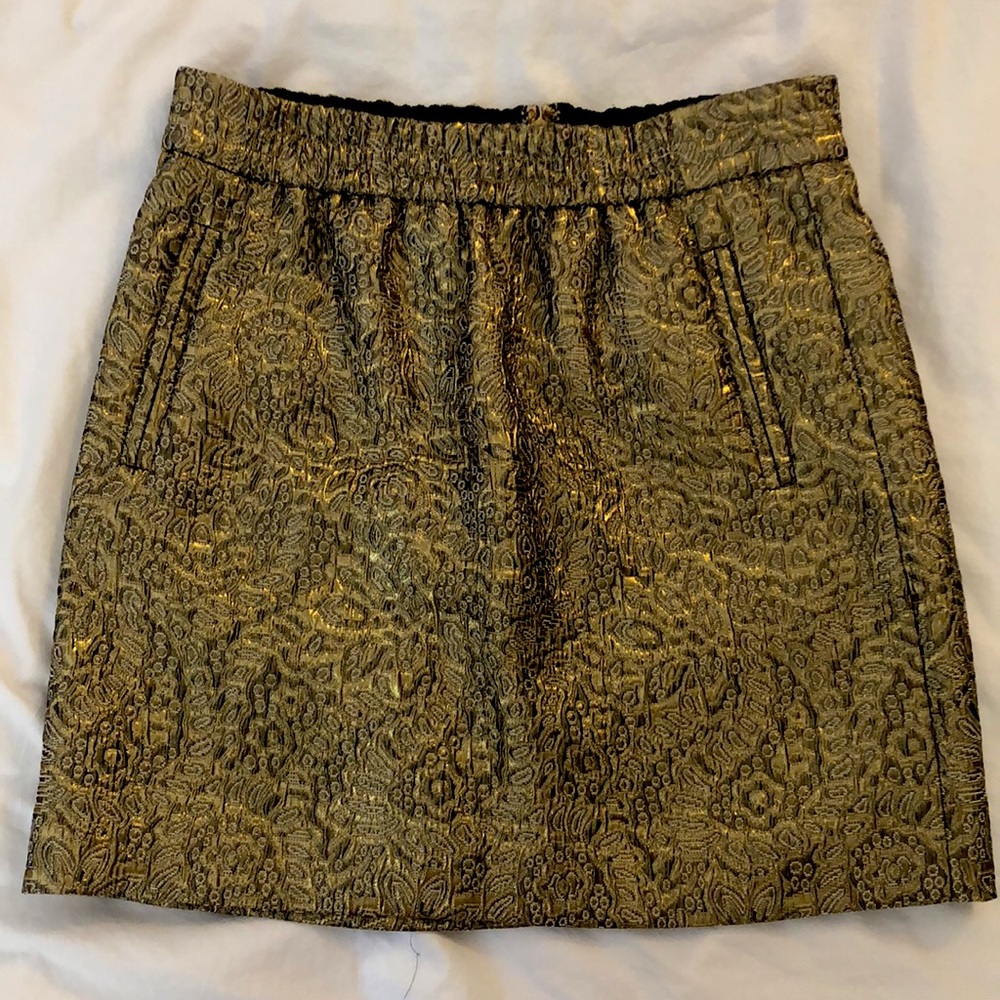 LOFT Gold Baroque Skirt (size small w/elastic waist, fits like a medium/size 6)